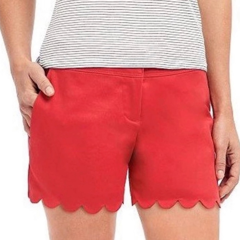 The Limited Red Scalloped Shorts